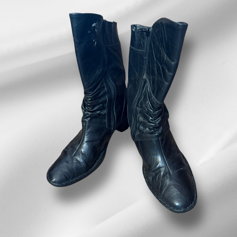 Josef Seibel Black Mid Leather Boots